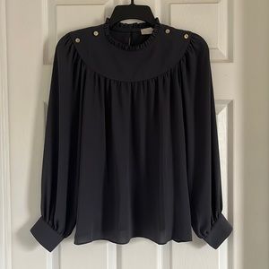 LOFT Curved Yoke Blouse with Shoulder Buttons